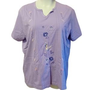Adrian Delafield Embroidered Tee Lavender Size 4X